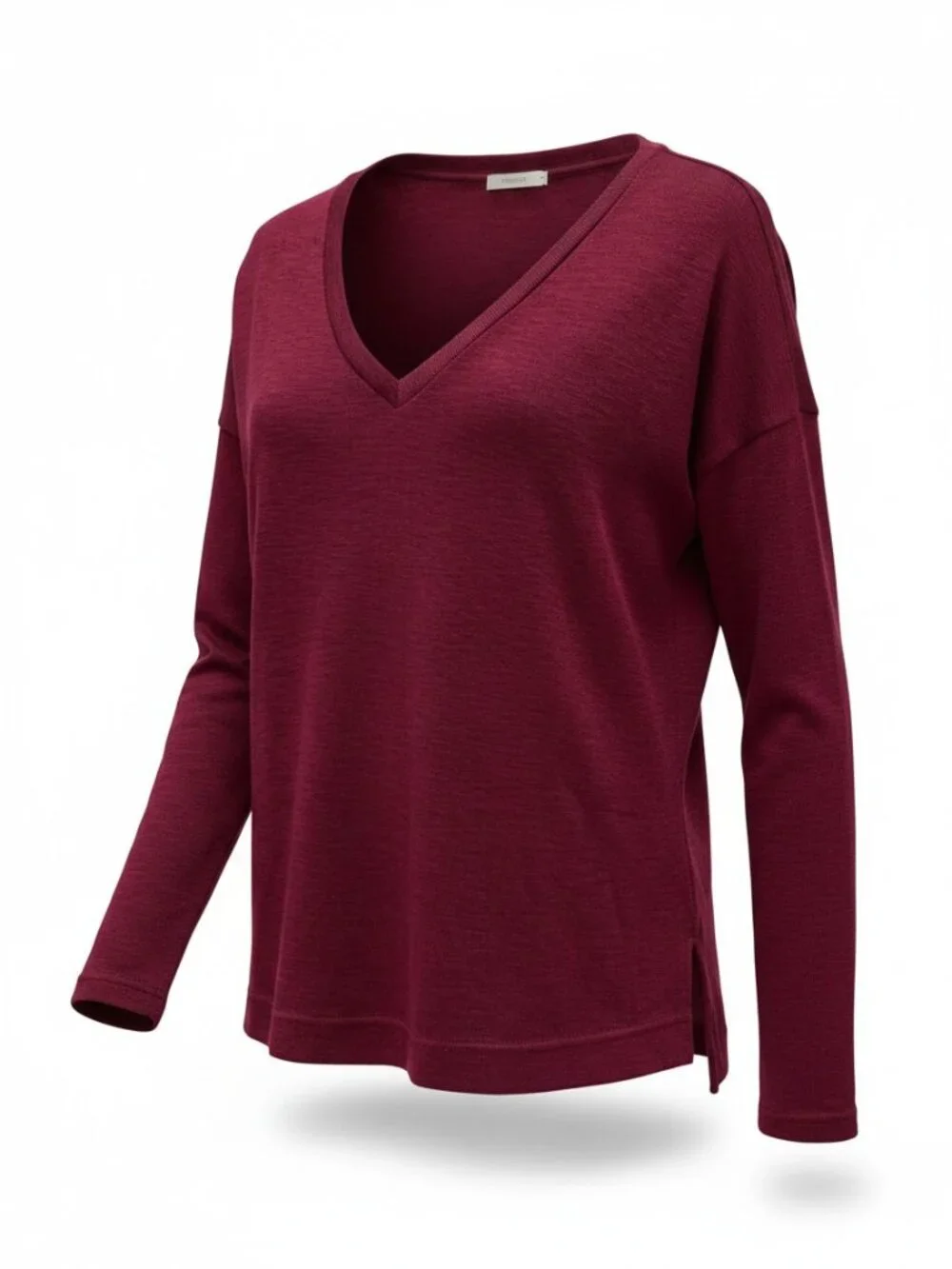 J.Crew Vintage Fleece Classic V Neck Sweater in Red Cranberry Wine